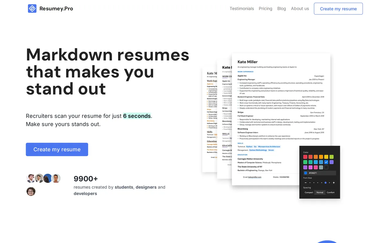 Resumey.Pro desktop screenshot