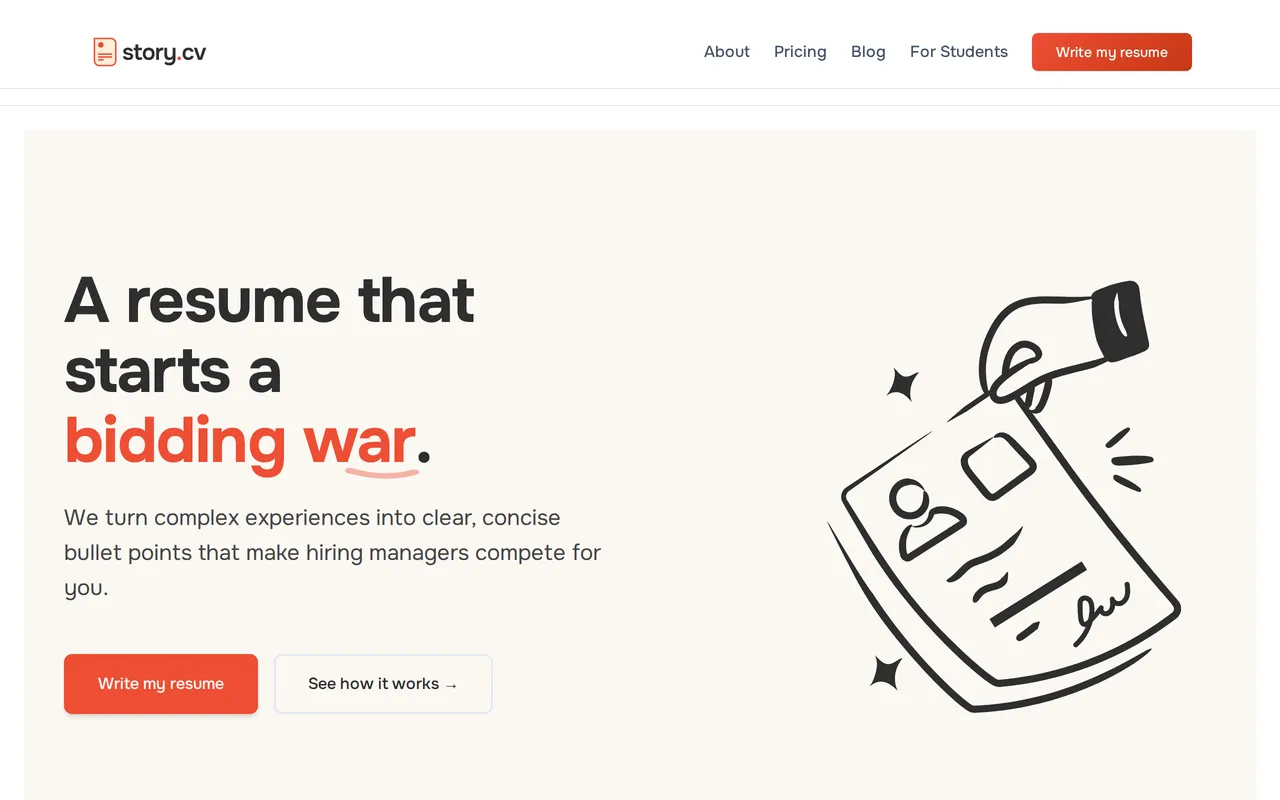Story.cv desktop screenshot